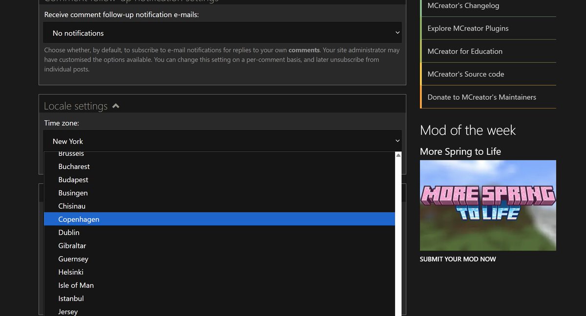 You can now configure your timezone on mcreator.net on your profile so all the post timestamps are in your local timezone!