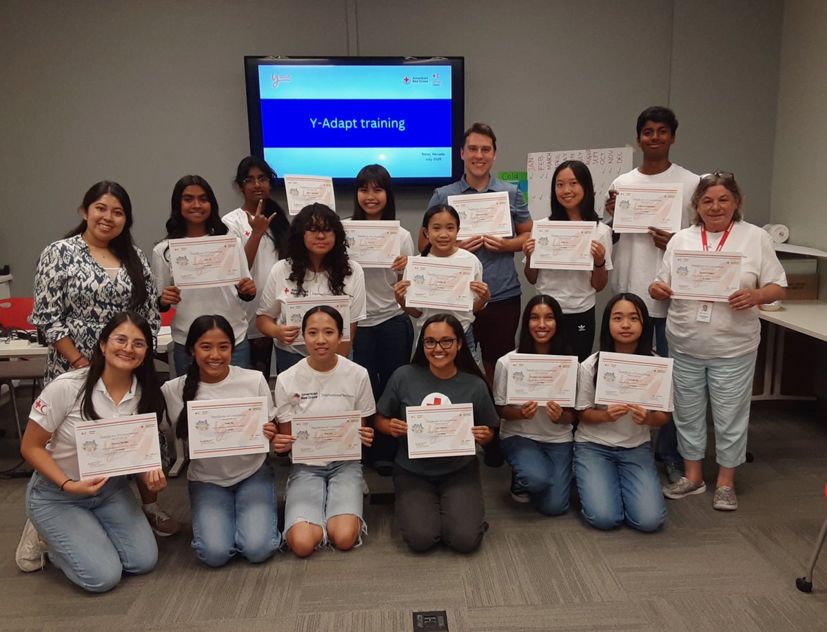 RedCrossNevada's tweet photo. π Congratulations to everyone who participated in Y-Adapt facilitator training. These Red Crossers will take their climate change knowledge back to their schools this fall to share with other students. π π«
#YAdapt #RedCross #YouthVolunteers https://t.co/0SMEUXmy7g