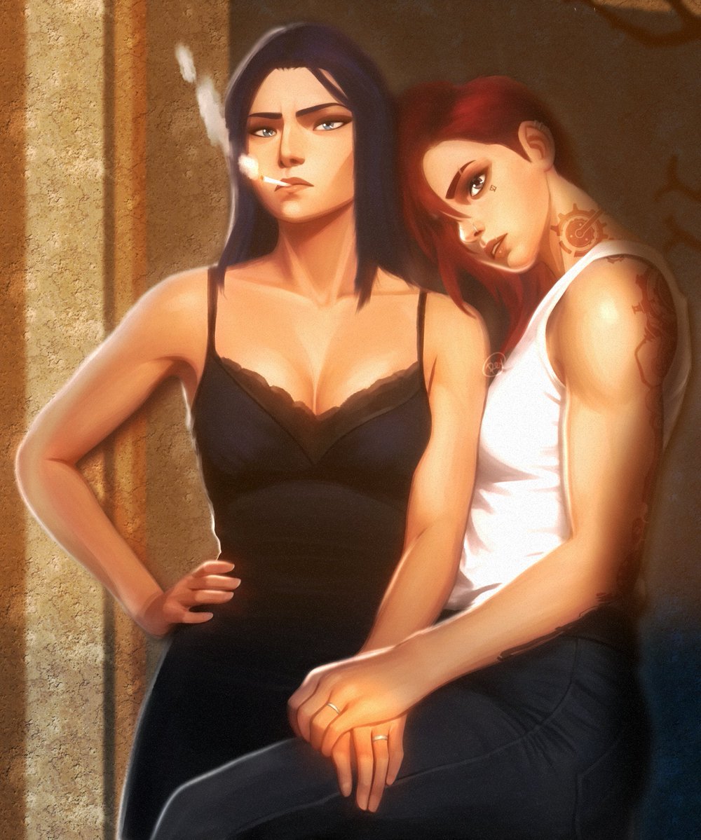 paintedbyrey's tweet image. Fandom's dead, but I'm still here Caitvi-ing everything
(I rewatched bound)