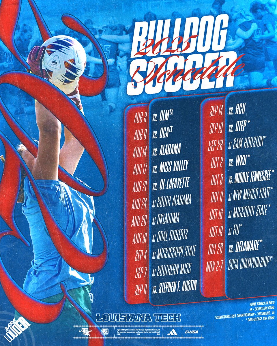 Mark those calendars... the 2025 LA Tech soccer schedule is HERE 🤩

🗞️ bit.ly/4eJ3fqG

#BarkLouder