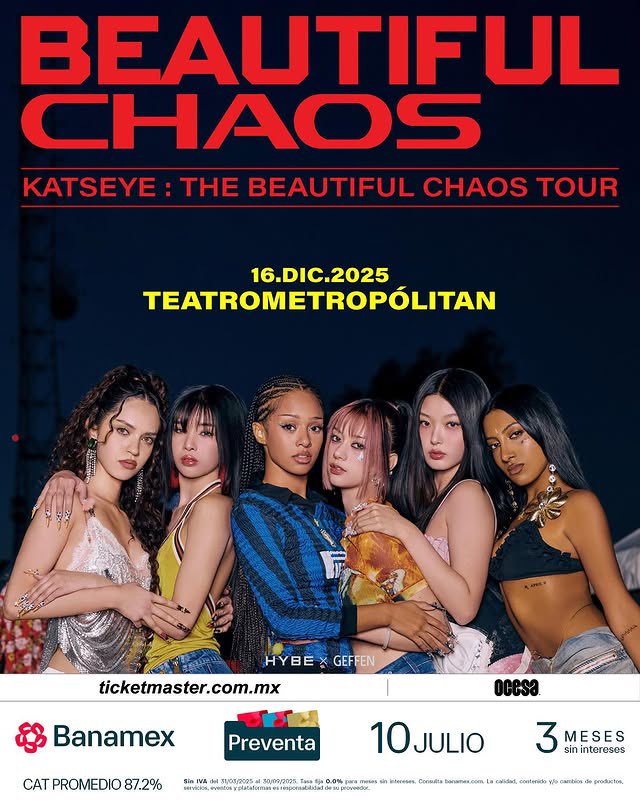 mikeonstage's tweet photo. KATSEYE: BEAUTIFUL CHAOS TOUR
📌16 Diciembre / Teatro Metropólitan

🎟️HOY Preventa Banamex • 12:00 pm
🎟️Venta General: 11 Julio

Banamex 3MSI 💳

#Katseye #BeautifulChaos #TeatroMetropólitan #mikeonstage https://t.co/mTEP5lCFIz