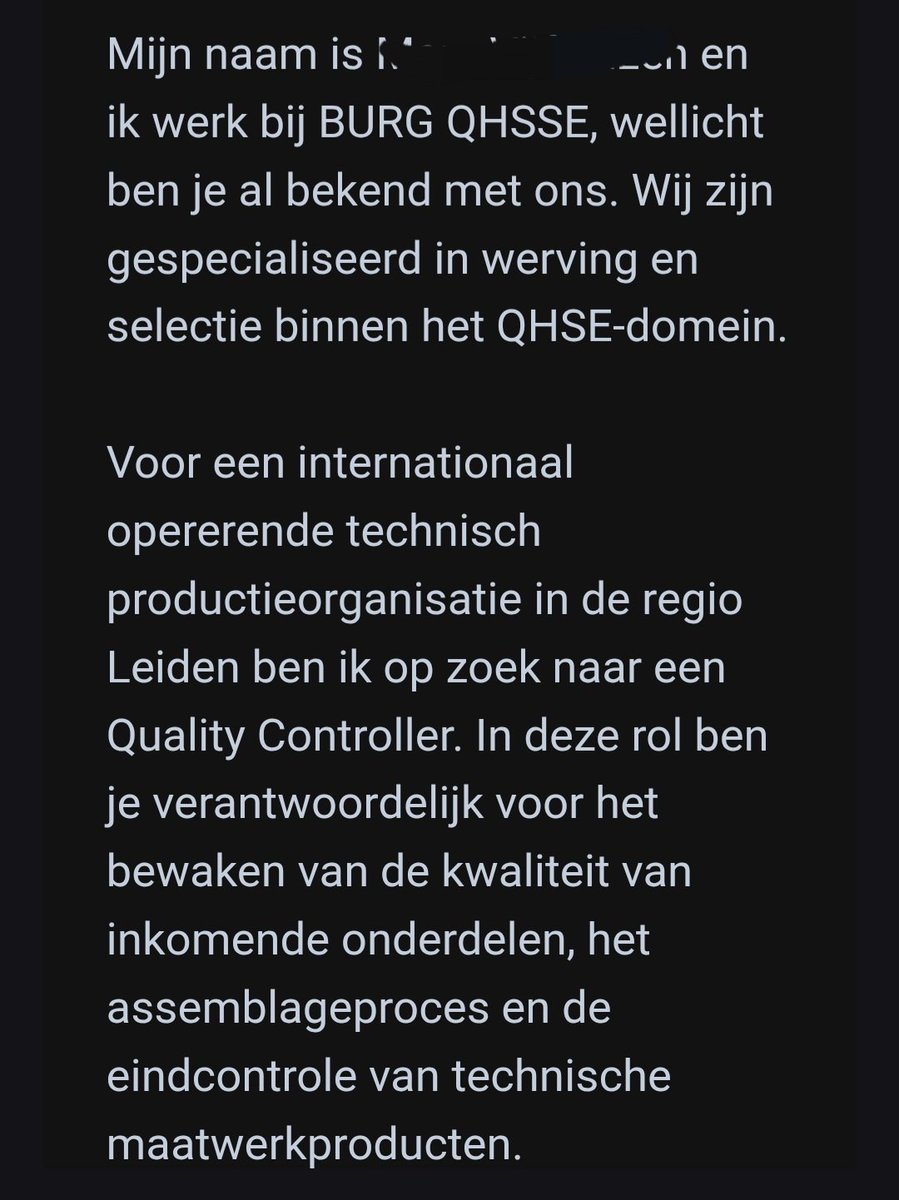 Goedenavond. Weer een luie recruiter in mn inbox > Mijn werkgebied is de ondergrondse infrastructuur, wat ook duidelijk af te leiden is uit mijn LinkedIn pagina. En dan zo'n vacature aangeboden krijgen. Echt, gooi jezelf weg.

#LangLeveDeLiefde #lldl #LinkedIn