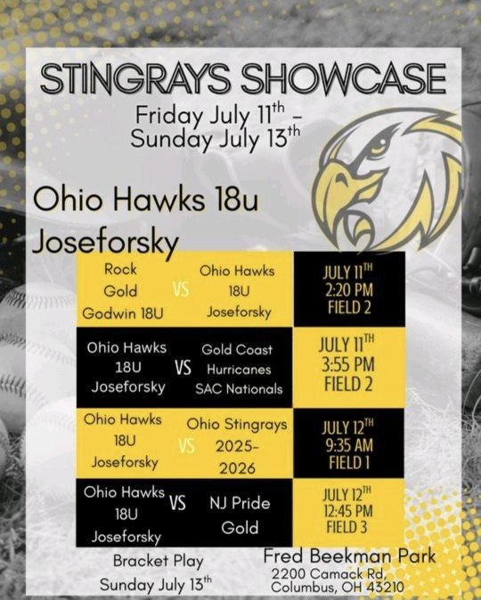 Khamil Martin (@_khamilmartin_) on Twitter photo Gearing up for the Stingrays Showcase this weekend! Schedule below, come out and see us!โฌ๏ธ <a href="/HawksJoseforsky/">Ohio Hawks National Joseforsky 18U</a> <a href="/LalondeSoftball/">Adam LaLonde</a> <a href="/RitterPiper/">Piper Ritter</a> <a href="/livforshey/">Livi Forshey</a> <a href="/Coach2K_OSU/">Kirin Kumar</a> <a href="/CoachTaylor_W/">Taylor Wike</a> <a href="/CoachMFrezzotti/">Magali Frezzotti</a> <a href="/AndradeN23/">Nichole Andrade</a> <a href="/greg_mcquillin/">Greg</a> <a href="/CoachMary_Brown/">Mary Holt-Kelsch</a> <a href="/Coach_Jo4444/">Joanna Hardin</a> <a href="/michaellew10/">Mike Lewis</a> <a href="/chiddy3/">Amanda Chidester, OLY</a> Gearing up for the Stingrays Showcase this weekend! Schedule below, come out and see us!โฌ๏ธ <a href="/HawksJoseforsky/">Ohio Hawks National Joseforsky 18U</a> <a href="/LalondeSoftball/">Adam LaLonde</a> <a href="/RitterPiper/">Piper Ritter</a> <a href="/livforshey/">Livi Forshey</a> <a href="/Coach2K_OSU/">Kirin Kumar</a> <a href="/CoachTaylor_W/">Taylor Wike</a> <a href="/CoachMFrezzotti/">Magali Frezzotti</a> <a href="/AndradeN23/">Nichole Andrade</a> <a href="/greg_mcquillin/">Greg</a> <a href="/CoachMary_Brown/">Mary Holt-Kelsch</a> <a href="/Coach_Jo4444/">Joanna Hardin</a> <a href="/michaellew10/">Mike Lewis</a> <a href="/chiddy3/">Amanda Chidester, OLY</a>