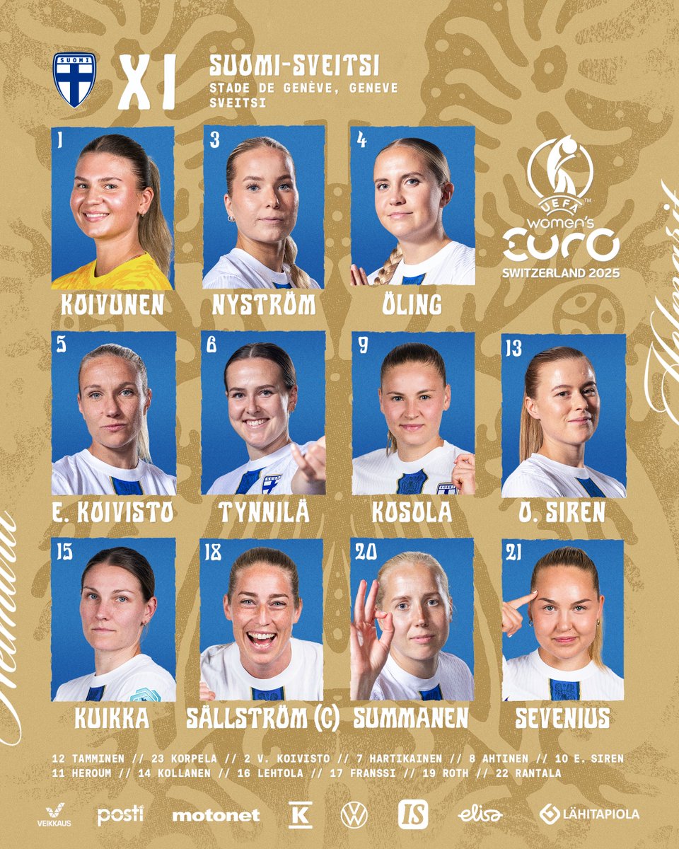 𝐒𝐭𝐚𝐫𝐭𝐢𝐧𝐠 𝐗𝐈 𝐯. 🇨🇭 | Voitolla Suomi etenee kahdeksan parhaan joukkoon! 👊

Klo 22.00 alkava ottelu näkyy suorana Yle TV2:ssa ja Yle Areenassa. Ennakkostudio käynnistyy klo 21.15.

Oi Suomi On! 🦉

#Helmarit #MeOlemmeSuomi #WEURO2025 #FINSUI