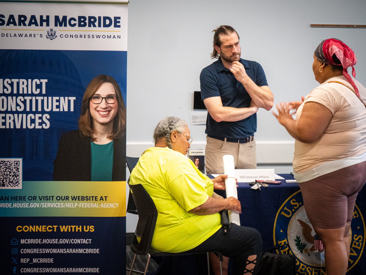 Rep_McBride's tweet image. Grateful to all the Delawareans who stopped by our Mobile Office Hours in Lewes recently.
Whether it’s getting your Social Security benefits or tracking down your federal tax refund—we’re here to help. If you need a hand, don’t hesitate to reach out at mcbride.house.gov.