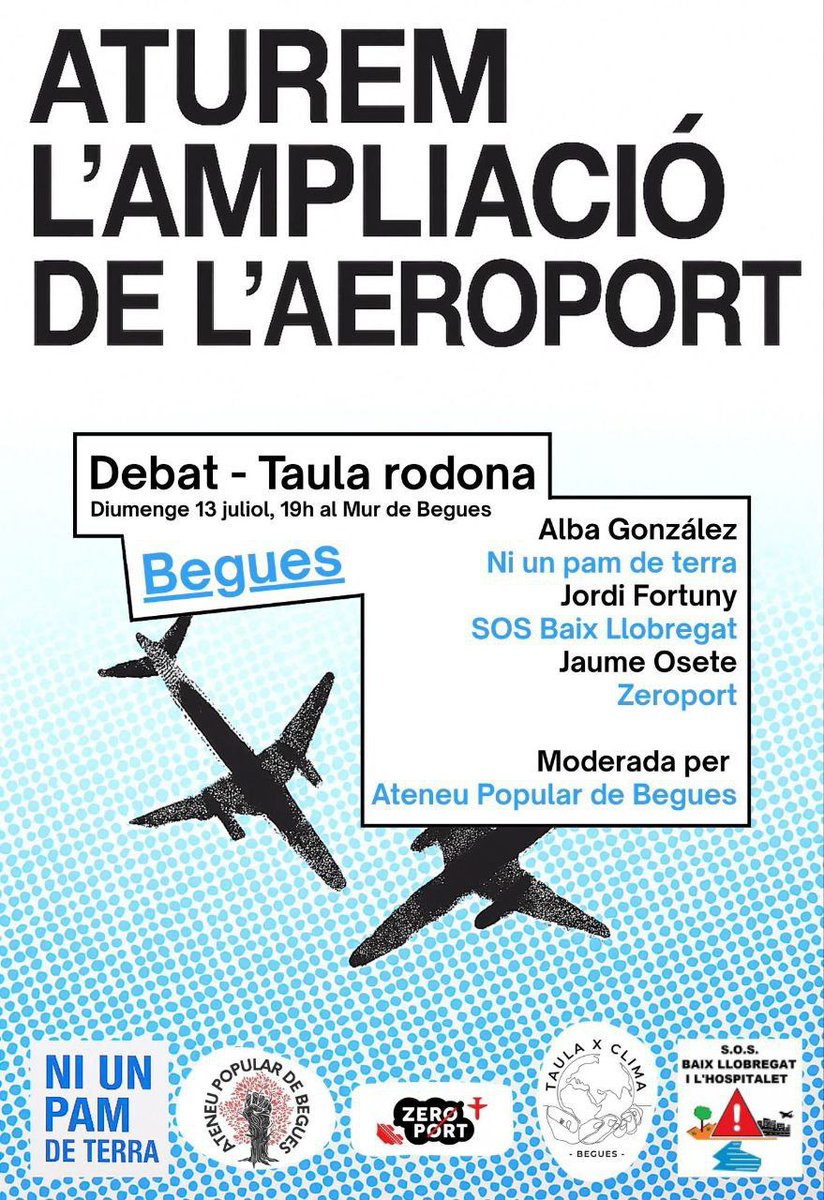 🔵 Aquest diumenge serem a Begues amb altres col•lectius que s'oposen a l'ampliació. Gràcies per convidar-nos!