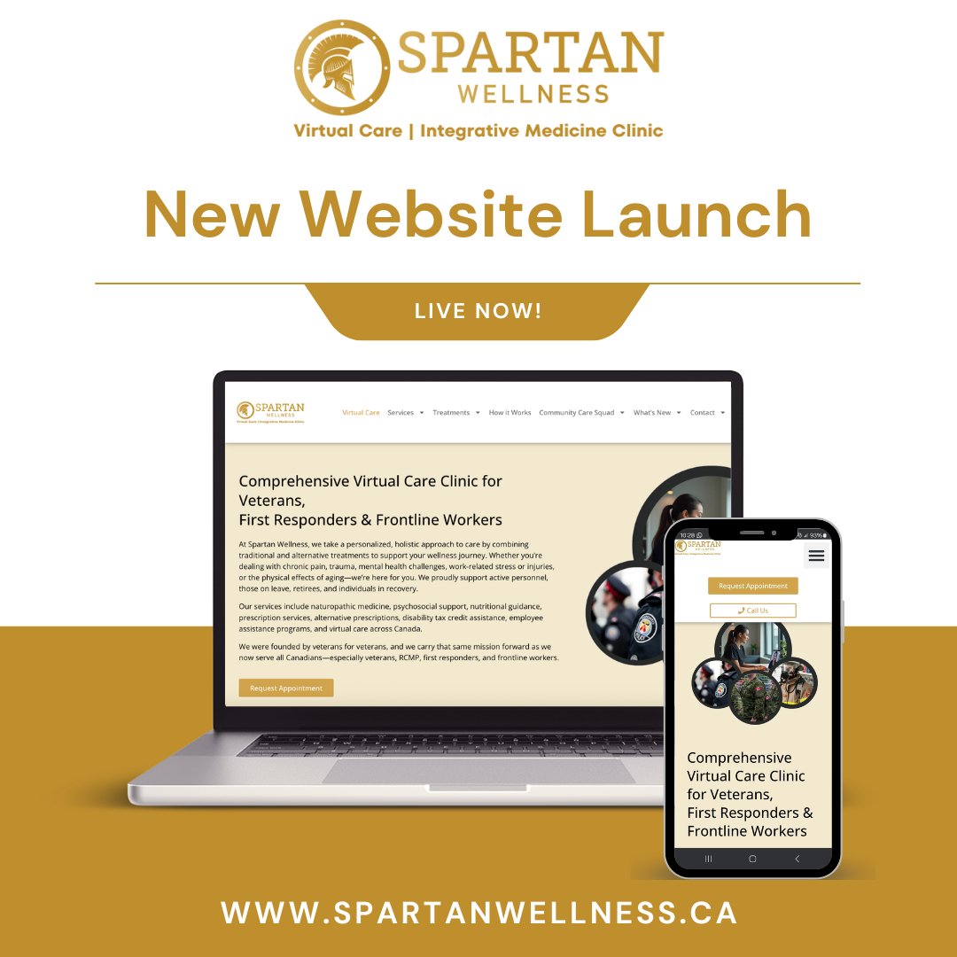 New Spartan Wellness website is now live&gt; spartanwellness.ca

- A fresh, look that aligns with our mission
- Clear info about our services, care teams, &amp; approach
- Easy ways for clients to connect, book, &amp; learn
- A reflection of our commitment to quality, care, &amp; community