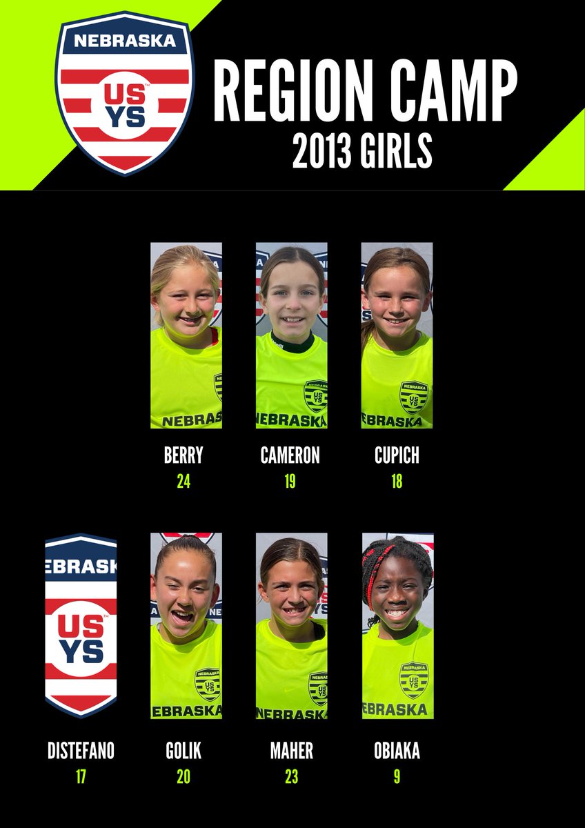 Nebraska_ODP's tweet photo. Well done and congratulations to these ladies who just completed their Region Camp in Rockford, Ill.

These players were identified during the 2024-2025 cycle and earned the opportunity to represent Nebraska at the Region II Camp.

#oNEODP #RepresentNE https://t.co/dTK9u5laeS
