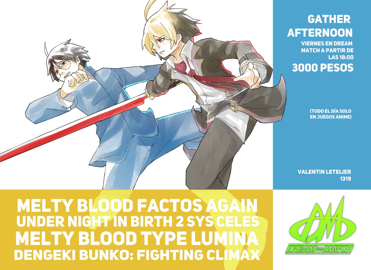 Como es tradición, este viernes a partir de las 6 de la tarde se hará otra junta de juegos anime en dream match para que asistan!! espero poder verlos allá