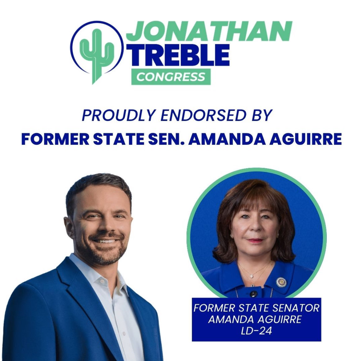 TrebleForAZ's tweet image. I am honored to earn the endorsement of former State Senator Amanda Aguirre. Our movement continue to grow because Arizonans know that we need real leaders serving us in Congress. Together, we will flip our district blue. #AZ01