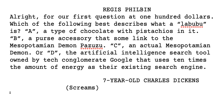 the A for our playwriting assignment ... oh i'm taking it