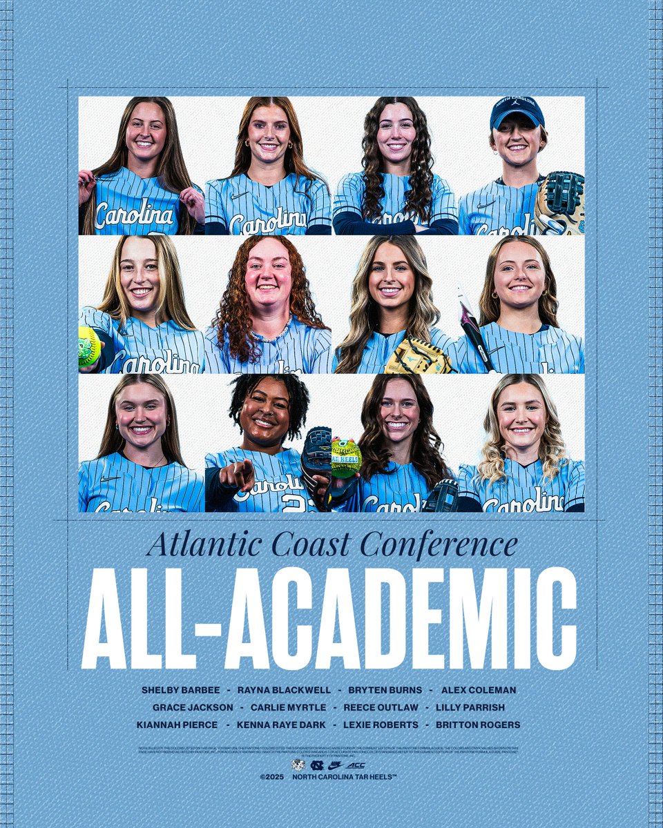 UNCSoftball's tweet image. Showing out on the field and in the classroom!!
We place 𝐓𝐖𝐄𝐋𝐕𝐄 on the ACC All-Academic Team🤯
