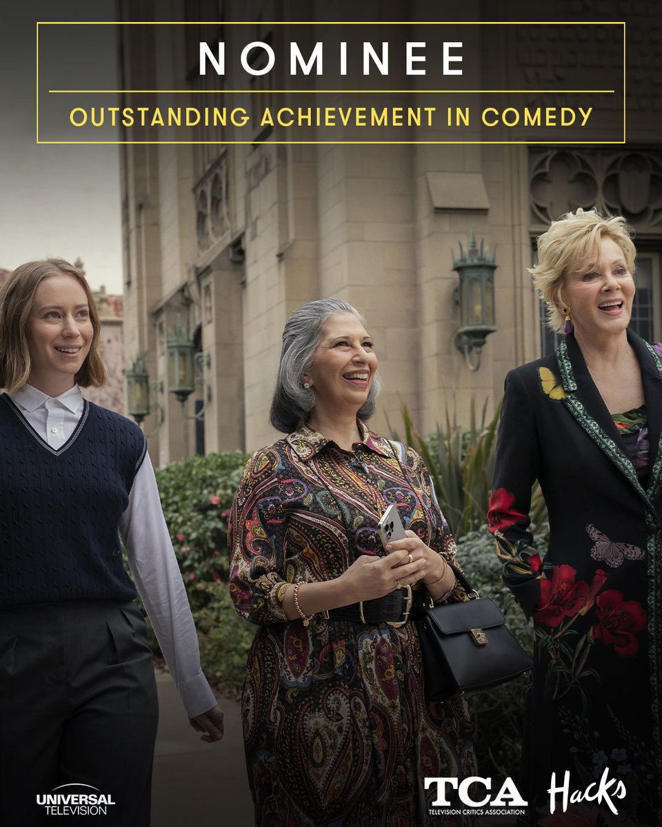 UniversalTV's tweet image. Big news from the 41st annual #TCAAwards, including 4 nominations for #Hacks 🎉 Congratulations to all!
🏆 PROGRAM OF THE YEAR
🎭 COMEDY
🌟 INDIVIDUAL IN COMEDY
@realjeansmart
@hannaheinbinder
#FYC #FYCUSG