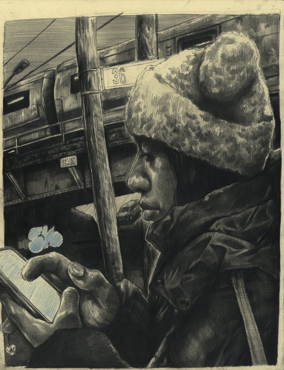 snakebone_'s tweet image. At The End Of The Day
Graphite and Colored Pencil on Toned Paper
8.5" x 11"