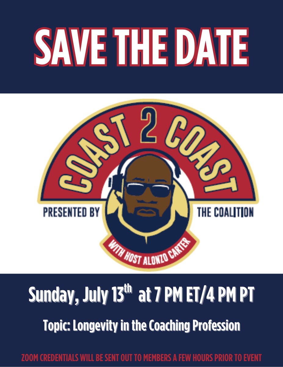 Alonzo “Zo” Carter (@realcoachcarter) on Twitter photo SAVE THE DATE End of the Summer <a href="/NCMFC1/">National Coalition of Minority Football Coaches</a> Coast-2-Coast Zoom Call featuring some of the most tenured Football 🏈 Coaches in the business speaking on “Longevity in the Coaching Profession” Coach Marvin Lewis, <a href="/huejack10/">Hue Jackson</a> <a href="/CoachMackBrown/">Mack Brown</a> Michael Johnson SAVE THE DATE End of the Summer <a href="/NCMFC1/">National Coalition of Minority Football Coaches</a> Coast-2-Coast Zoom Call featuring some of the most tenured Football 🏈 Coaches in the business speaking on “Longevity in the Coaching Profession” Coach Marvin Lewis, <a href="/huejack10/">Hue Jackson</a> <a href="/CoachMackBrown/">Mack Brown</a> Michael Johnson