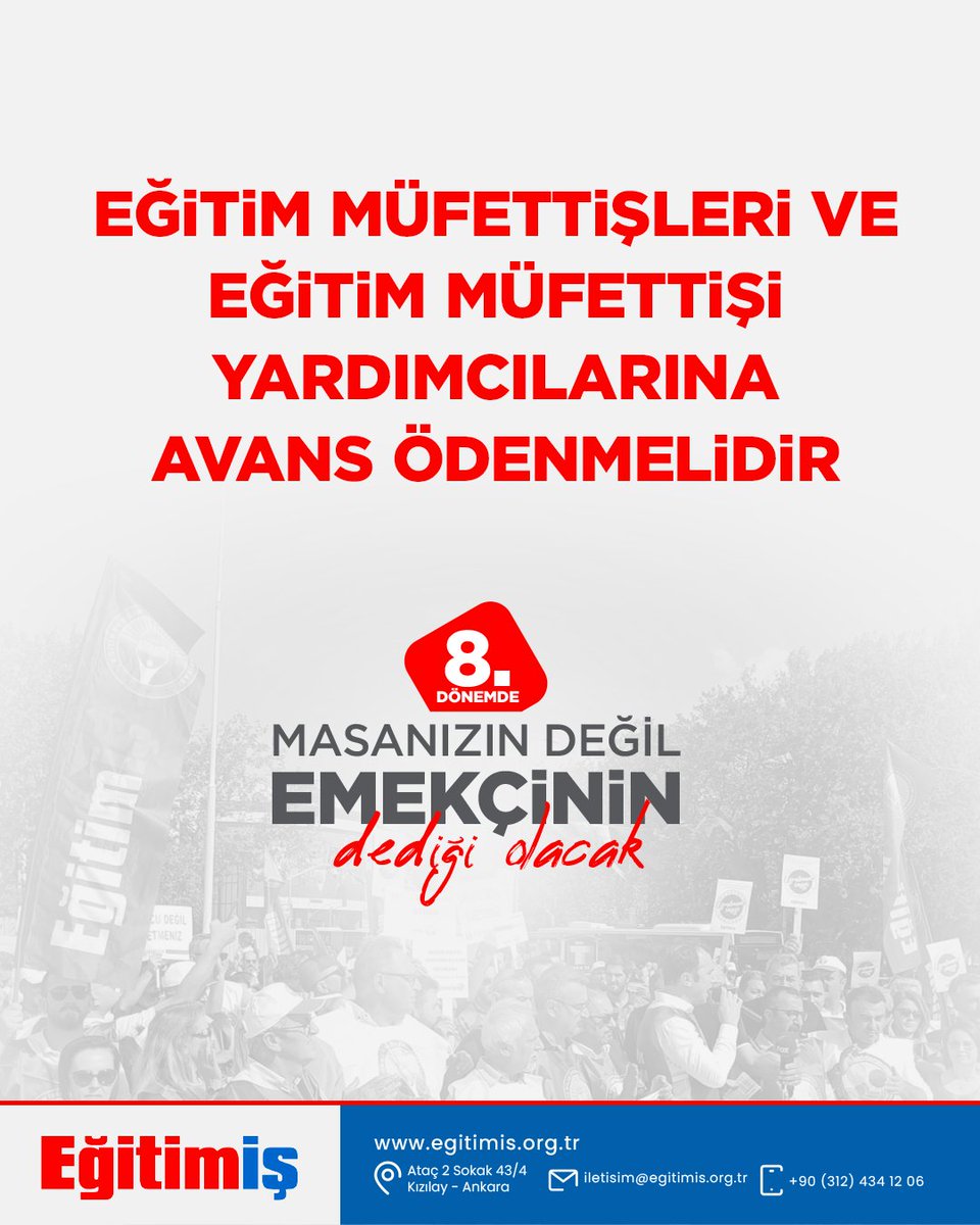 EĞİTİM MÜFETTİŞLERİ VE EĞİTİM MÜFETTİŞİ YARDIMCILARINA AVANS ÖDENMELİDİR

#emekçinindediği