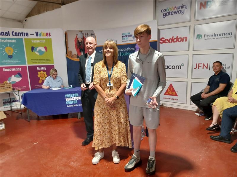 The award for Outstanding Achievement in Pre-Apprenticeship, sponsored by <a href="/KeepmoatHomes/">Keepmoat</a> goes to Harrison Crichton!

Harrison has done well in all the trades he has done at Preston Vocational Centre. He has a good willingness and attitude to learning new skills. His confidence