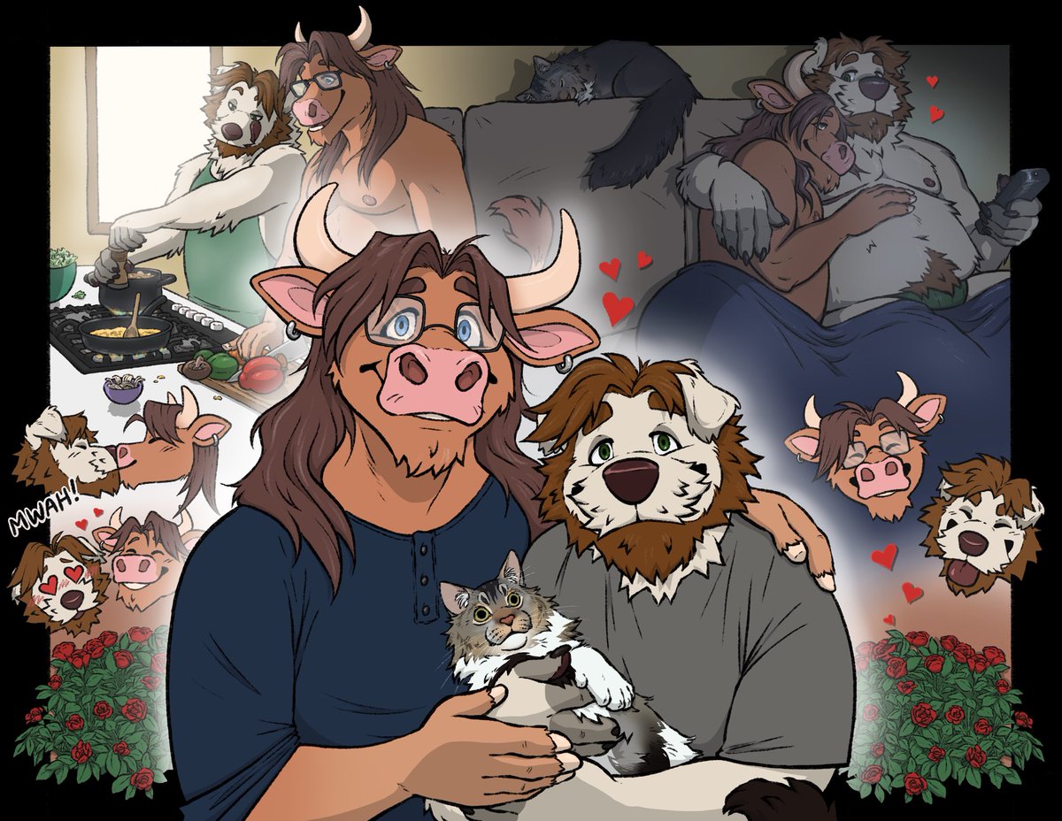 fishndastream's tweet image. Another commission I got to celebrate 4 years of true happiness. A few special moments here and with our little boy Marvin. Love you always @epitaphkho !! 💞✨🐾

Art by my other amazing bro @labradorszn !! Thank you again!