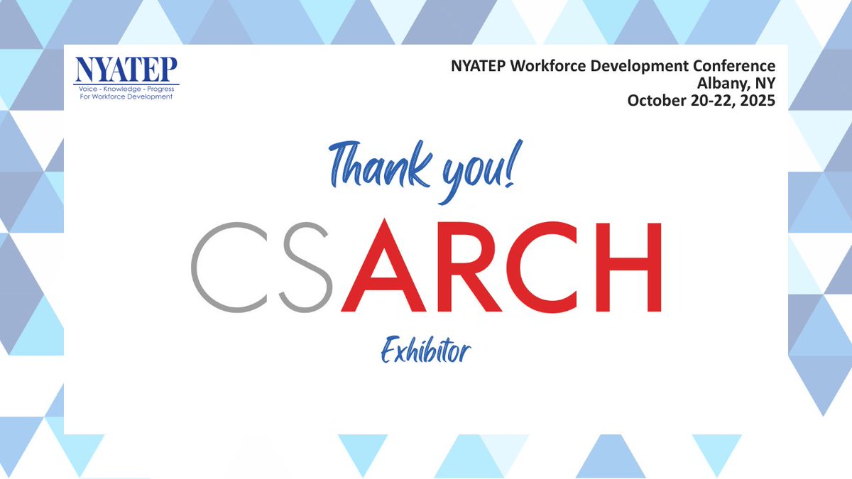 Thank you to CSArch for exhibiting at the 2025 NYATEP Workforce Development Conference! We appreciate your support in helping build a stronger, future-ready workforce for NY.

nyatep.org/2025fallconfer…