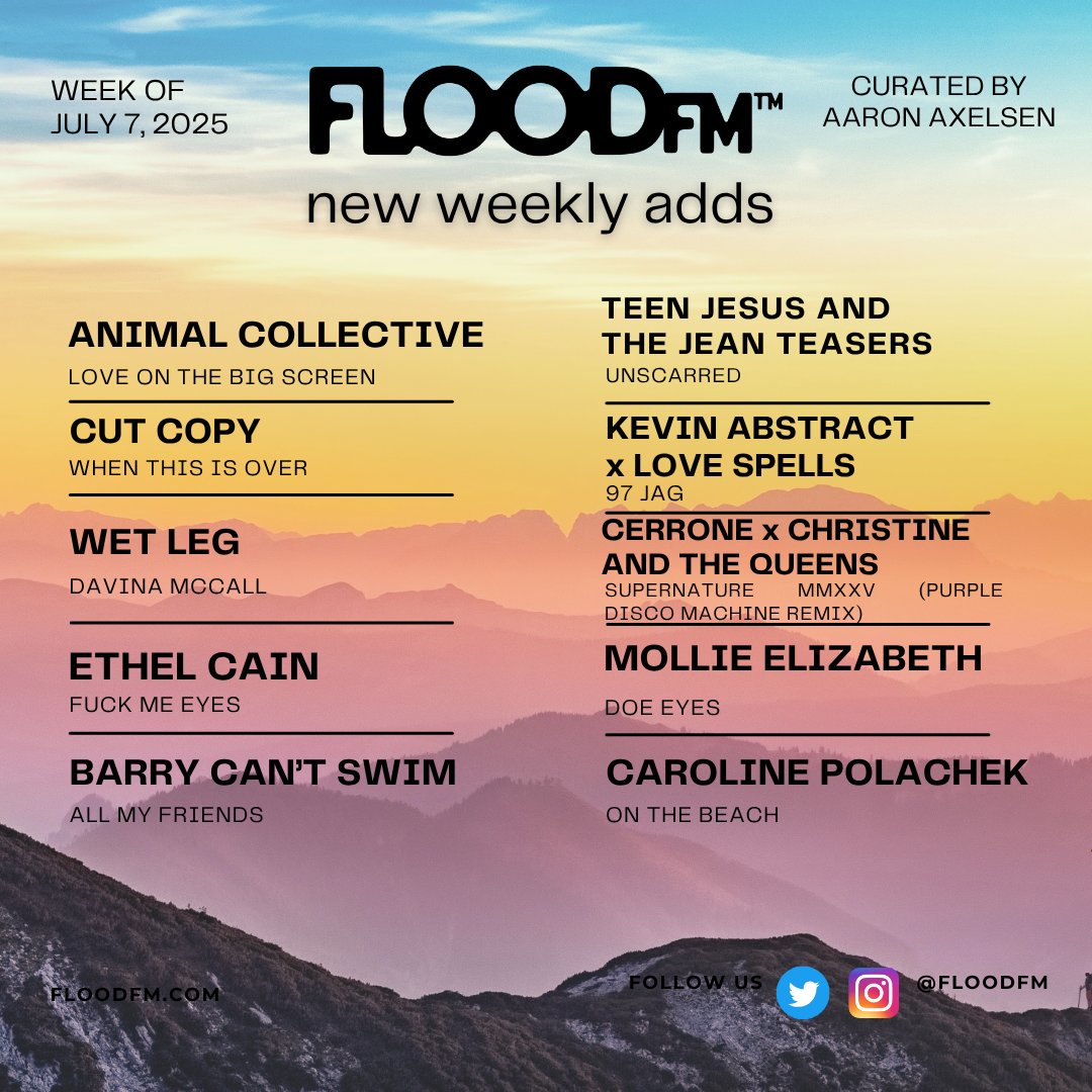 FLOODFM's tweet image. So much amazing new summer music we 🖤🖤🖤 and here's what we've recently added to our FLOOD FM radio playlist!
Listen at FloodFM.Com
On your smart speakers: "Alexa, play Flood FM"
And on the @Live365 @tunein @iHeartRadio @Audacy apps
Powered by @floodmagazine