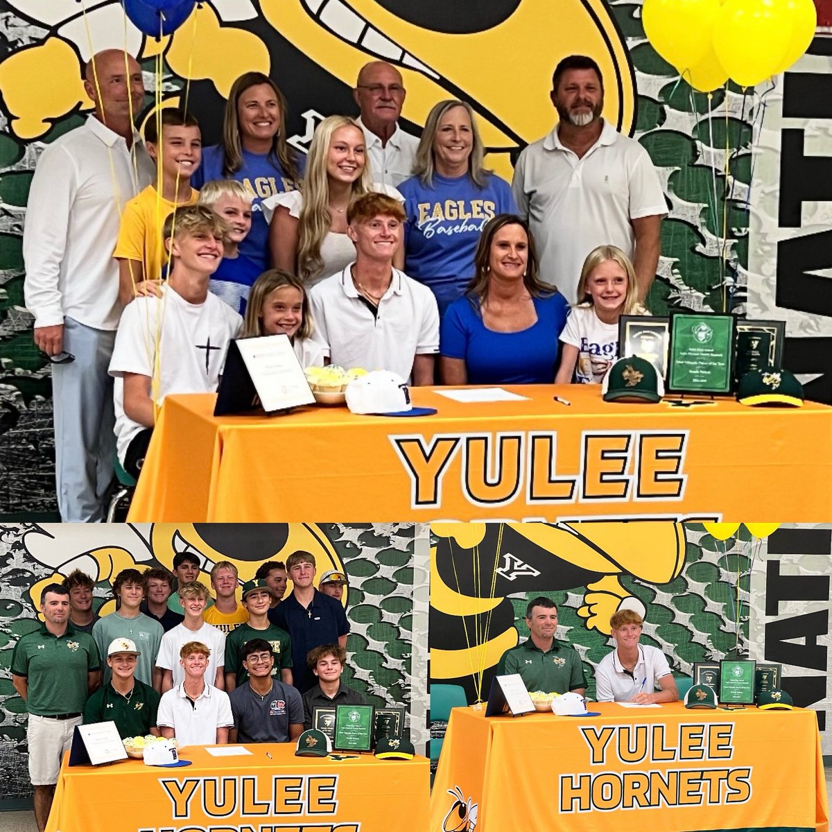 🐝⚾️ Congratulations to our very own Brodie Nichols as he officially signed to play at the collegiate level at Trinity Baptist College! 🐝⚾️ We are very proud of this achievement for Brodie &amp; are excited to follow his career to the next level! #YuleeBaseball #HornetsBaseball25