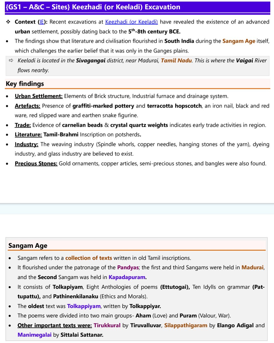 pmfias's tweet image. Keezhadi (or Keeladi) Excavation

Recent excavations at Keezhadi (or Keeladi) have revealed the existence of an advanced urban settlement, possibly dating back to the 5th-8th century BCE.

Keeladi is located in the Sivagangai district, near Madurai, Tamil Nadu. This is where the…