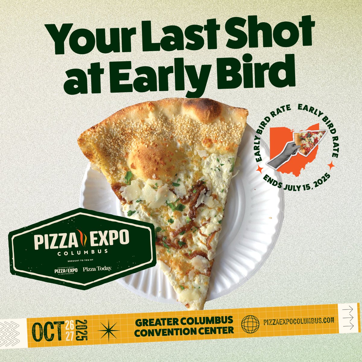 Final days to save $40 on Pizza Expo Columbus! Early bird pricing ends July 15. Grab your ticket before it's too late. ⏳🎟
Register Now: hubs.ly/Q03v1xQc0
.
.
#PizzaExpoColumbus #PizzaExpo #Columbus #Ohio