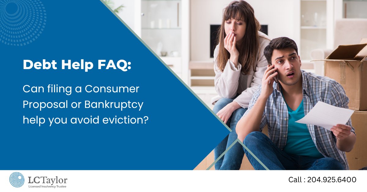 In Manitoba and facing issues with your rent? A Consumer Proposal or Bankruptcy might offer protection  and a way to stay in your home. Here's how these legal tools can give you breathing room to reset: #ConsumerProposal #PreventEviction #RentCrisis lctaylor.com/how-can-a-cons…