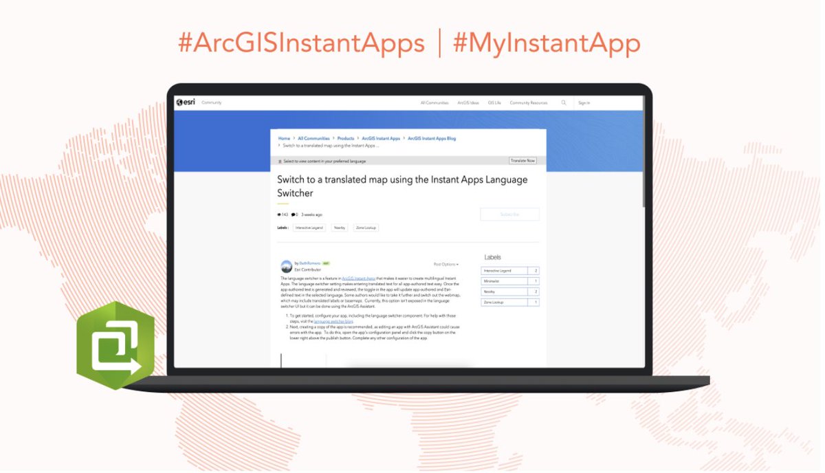 Check out this blog that demonstrates how to build multilingual apps in #ArcGISInstantApps using the language switcher. The language switcher setting makes entering translated text for all app-authored texts easy. 
 
Read more: ow.ly/yiRw50VAu8o