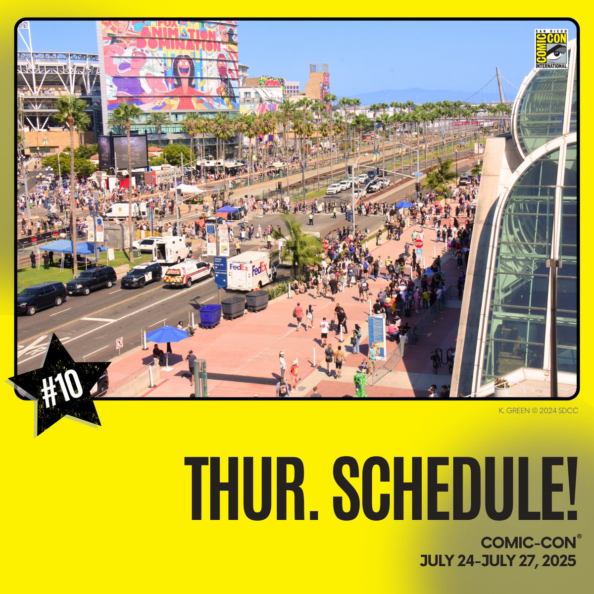 Comic_Con's tweet image. It’s finally here! The programming schedule for Thursday, July 24 is available to view on our website. bit.ly/4kxZ95Q Look out for more Comic-Con 2025 schedule announcements! #SDCC #SDCC2025