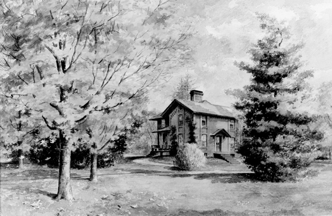 #TBT A watercolor painting of the Cowles House, painted in 1895. The text on the back of the photograph reads "Watercolour-1895. Belonged to Jessie Beal - Daughter of W.J. Beal." #MSUHistory
