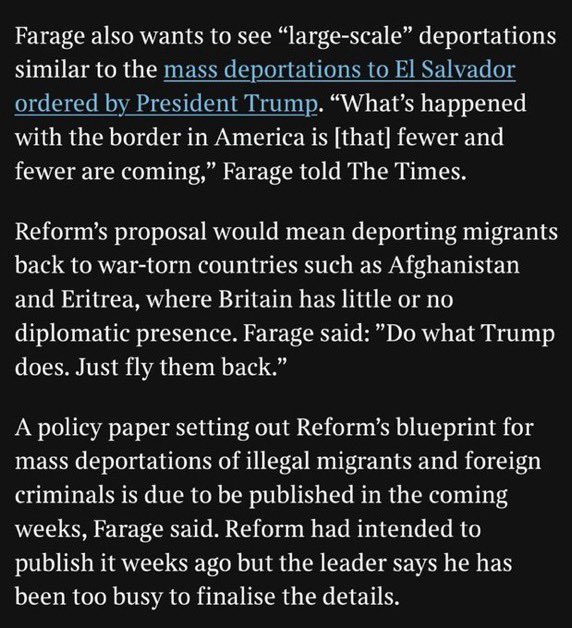 ReformDaily_'s tweet image. ➡️ In The Times today - Nigel Farage DOUBLES DOWN ON LARGE-SCALE DEPORTATION OF ILLEGALS shares Joseph Robertson 🇬🇧

“There is a simple solution to this crisis. Tough action.

Only Reform will deliver that action.” he says 

#ReformUK #BorderControl @JRtypes