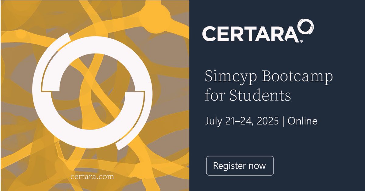 Calling all students in Discovery, DMPK, Clinical Pharm, or Pharma Dev!
Join 70+ peers at our 4-day online PBPK Boot Camp, July 21–24, 2025.
- Hands-on training
- IVIVE, PK prediction, DDIs
Register: simcyp.learnupon.com/store/4144205-…
#PBPK #Pharma