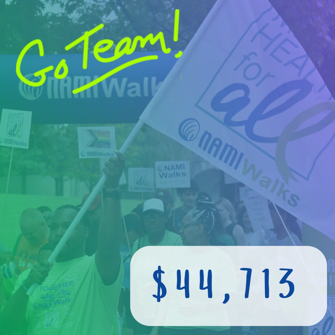 Thanks to your incredible support, fundraising continued even after NAMIWalks Indiana last month! We're thrilled to share our grand total of $44,713! Every dollar helps NAMI Indiana provide free mental health education, support, and advocacy across the state.
