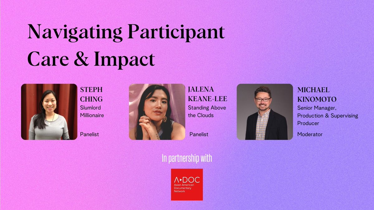 What does it mean to care for the people whose stories you share on screen? Hear more from the panelist. Watch the full recording of NAVIGATING PARTICIPANT CARE at the CAAM Channel on YouTube. youtu.be/lcsscja0E9g