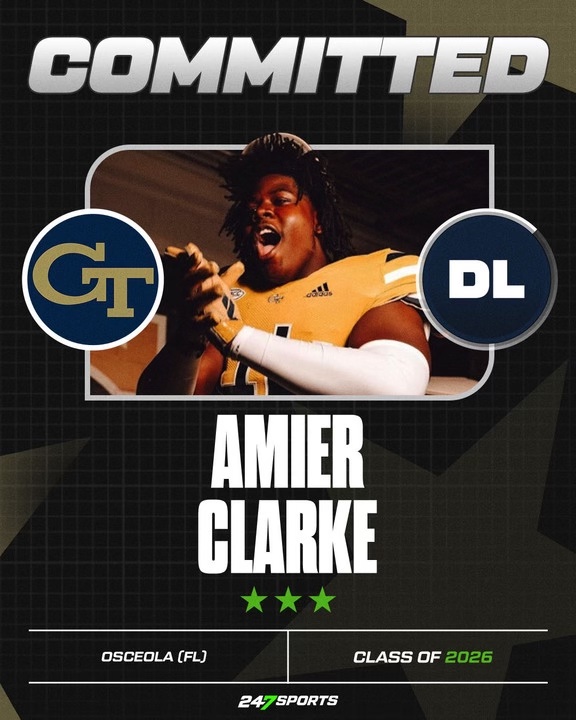BREAKING: 2026 3⭐️ DL Amier Clark (Osceola School) has committed to #GaTech.

Clark is the third player at his position in this class. He finished last season with 48 tackles and 11 sacks, reaching Florida’s 6A title game.

More on why he chose the Jackets 👇