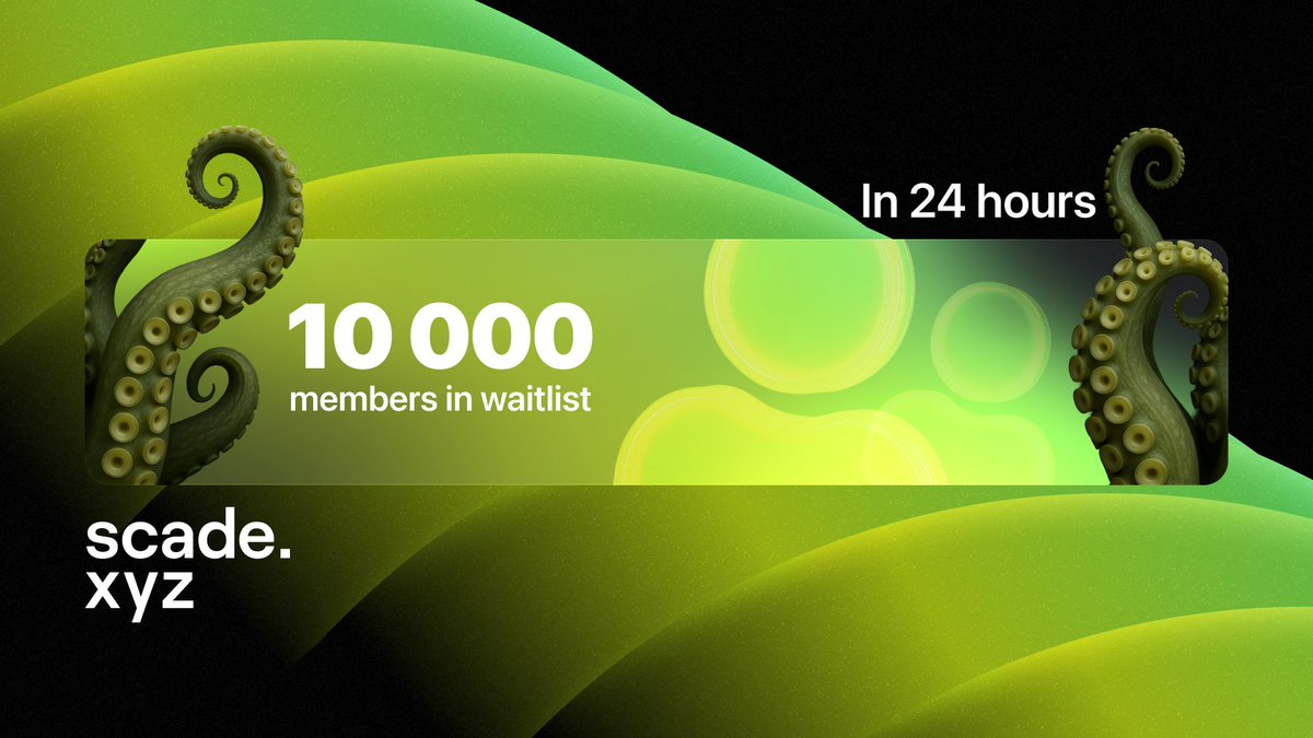 scade_xyz's tweet image. 10,000+ creators already joined the Scade whitlist! 🥳
Scade is building for the ones who move fast, think sharp, and create with vibe 😎
Early access rolling out soon!
Waitlist is still open (for now 👀): scade.xyz