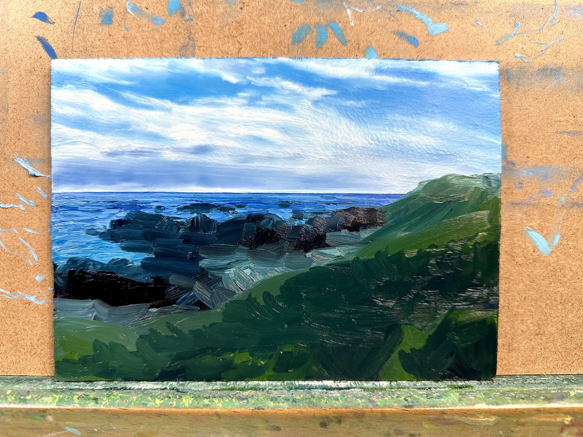 tagsalegirl's tweet image. Working on this little one today! Everything but the sky is just blocked in so far 😝