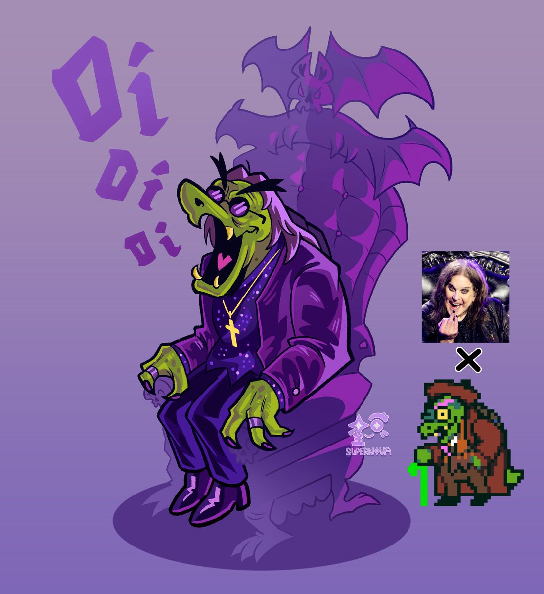 Supernov_Art's tweet image. Still planning on more Ghost x Deltarune but BTTB was so good I had to do something with the prince of darkness 🖤 #DELTARUNE #OZZY