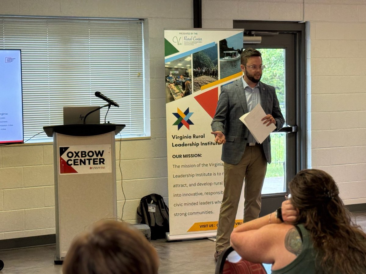 VARuralCenter's tweet image. #VRLI dove into energy policy with Jake Holmes, @AppalachianPowe External Affairs Manager and Will Clear, Managing Partner for VA Energy Strategies.
With data centers and AI, there’s unprecedented growth in energy needs and rural communities will be part of the solution.