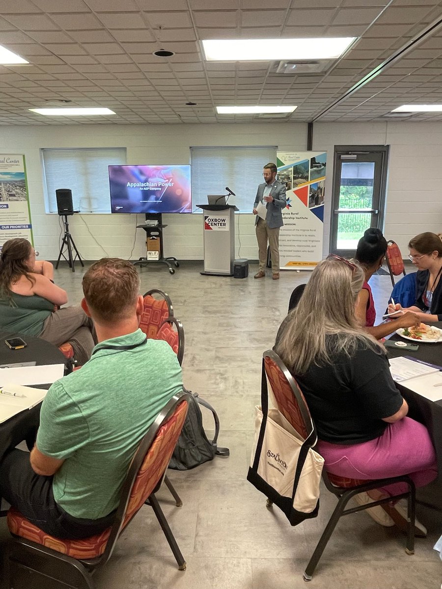 VARuralCenter's tweet image. #VRLI dove into energy policy with Jake Holmes, @AppalachianPowe External Affairs Manager and Will Clear, Managing Partner for VA Energy Strategies.
With data centers and AI, there’s unprecedented growth in energy needs and rural communities will be part of the solution.