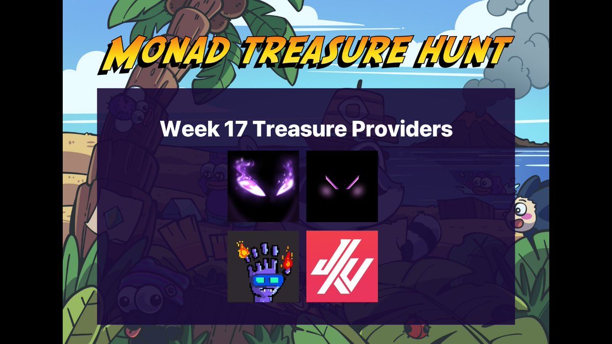 🚀 Monad Treasure Hunt Week 17 Raffle Winners Announced! 

Last week, 8000 LootGO early players hunted across the globe for treasures of <a href="/monad_xyz/">Monad ⨀</a>!

Aside from jackpots from lootboxes, 110K raffle tickets were entered in Week 17's draws for rewards from:

<a href="/JikunaNft/">Jikuna</a>