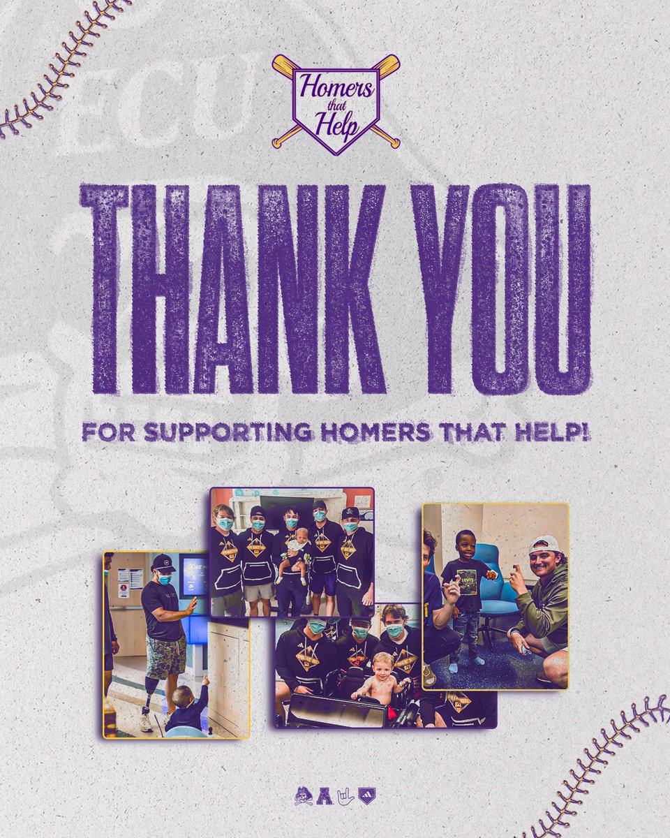 ECUBaseball's tweet image. Huge thank you to everyone that supported this year's @HomersthatHelp initiative!🤟
Over $24,000 was raised this season for Maynard Children’s Hospital!
#PIRATES