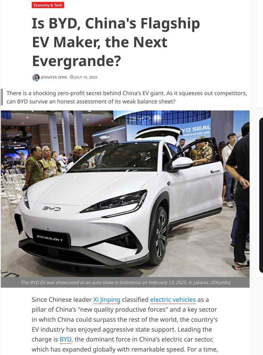 Inconvenient Truths by Jennifer Zeng (@jenniferzeng97) on Twitter photo 🚨 "We published your BYD piece today - it is like a piece of the global economics puzzle I think and I really appreciate having it."
This is what my editor told me about this article of mine on BYD and China's EV industry published today on <a href="/JAPAN_Forward_/">JAPAN Forward</a>.
👇 Link to 🚨 "We published your BYD piece today - it is like a piece of the global economics puzzle I think and I really appreciate having it."
This is what my editor told me about this article of mine on BYD and China's EV industry published today on <a href="/JAPAN_Forward_/">JAPAN Forward</a>.
👇 Link to