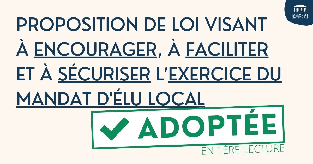 AssembleeNat's tweet image. ✅ Adoption de la proposition de loi visant à encourager, à faciliter et à sécuriser l’exercice du mandat d'élu local, en première lecture.
🔎 En savoir plus : assemblee-nationale.fr/dyn/16/dossier…
#DirectAN