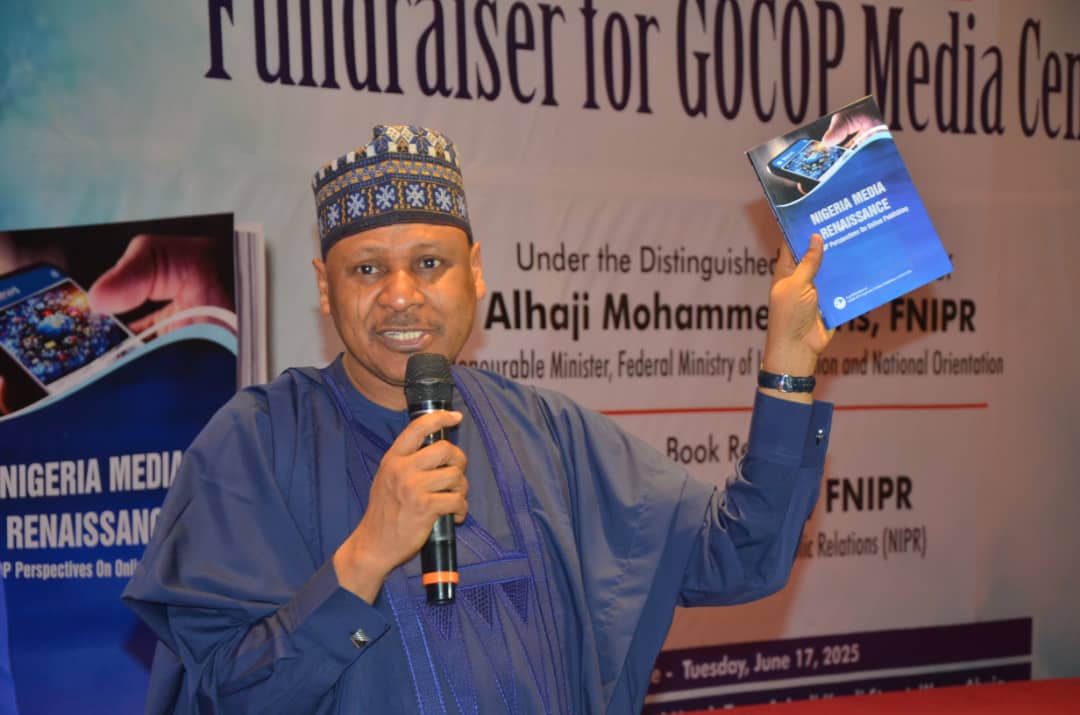 GOCOPNG's tweet photo. Minister of Information and National Orientation, Mohammed Idris Malagi at the GOCOP Book Launch and Fundraising event for GOCOP Media Centre held in Abuja. https://t.co/isBysbGMej