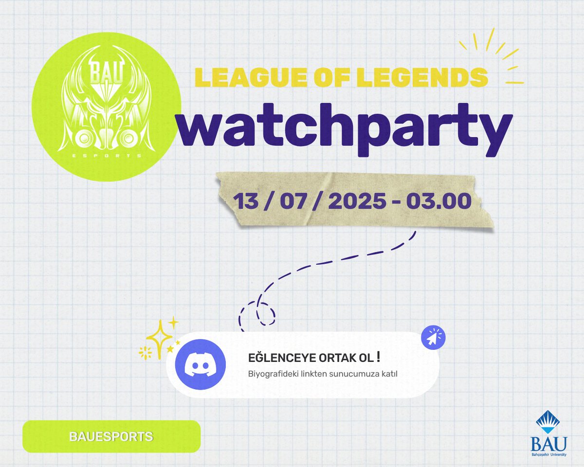 🎉 Bu PAZAR MSI 2025 Finali için Discord sunucumuzda ONLINE WATCHPARTY düzenliyoruz!

📺 Maçı birlikte izleyeceğiz, tahminler yapıp sohbet edeceğiz!
🎧 Sesli kanalda toplanıyoruz, katılmak isteyen herkes davetlidir!

🗓️ Tarih: 13.07.2025 - 02:30
📍 Yer: 📽️  Watchparty ses kanalı.