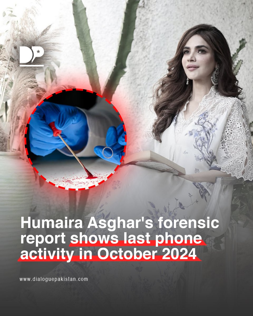 DialoguePak's tweet image. KARACHI: The forensic analysis of actress Humaira Asghar’s mobile phone, found de@d in her apartment in DHA Phase 6, has been completed, Karachi Police confirmed.

dialoguepakistan.com/en/pakistan/hu…

#DialoguePakistan #humairaasgharali #ForensicReport #Dead #Actress
