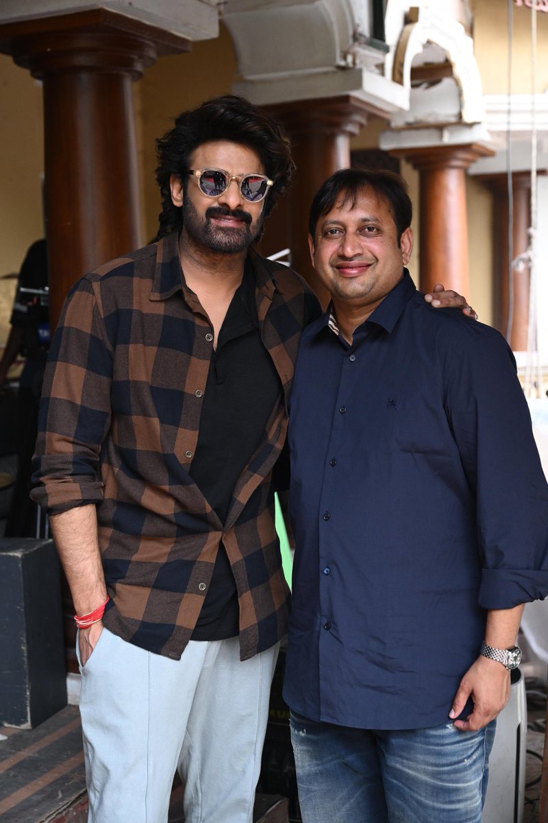 When #Prabhas made a fan's birthday special on sets of #TheRajaSaab yesterday😍❤️