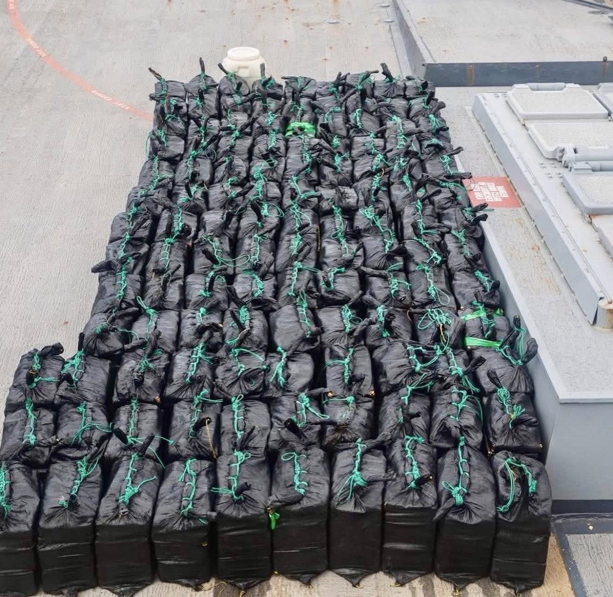 USCG's tweet image. 7,850 pounds of cocaine valued at $58 million. Coast Guard Law Enforcement Detachment 105 and the U.S. Navy intercepted a major cocaine shipment in the Eastern Pacific.
Nearly 80% of U.S.-bound narcotics seizures occur at sea. As America’s maritime counter-drug leader, the Coast…